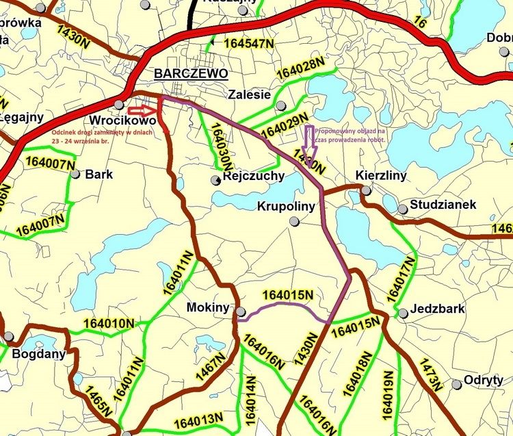 Droga powiatowa z Barczewa do Mokin zostanie zamknięta