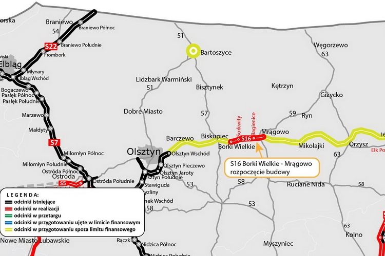 Ruszają prace na budowie S16 Borki Wielkie - Mrągowo