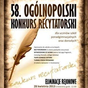MOK zaprasza do udziału w 58. Ogólnopolskim Konkursie Recytatorskim