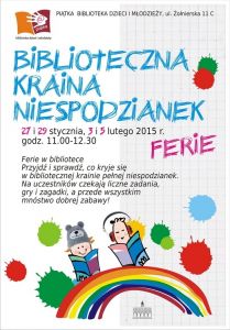WBP zaprasza na ferie w Piątce - Bibliotece Dzieci i Młodzieży