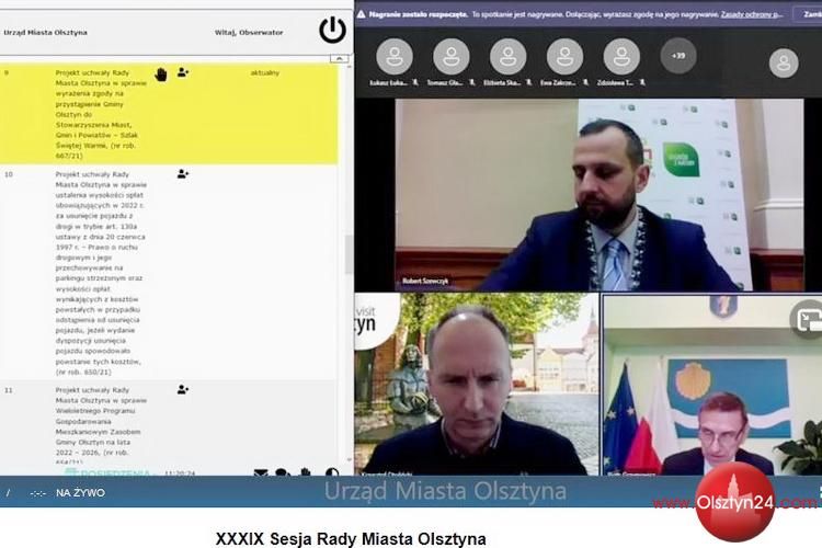 XXXIX sesja Rady Miasta Olsztyna. Nowa ulica, nowa tablica upamiętniająca i Olsztyn w nowym stowarzyszeniu