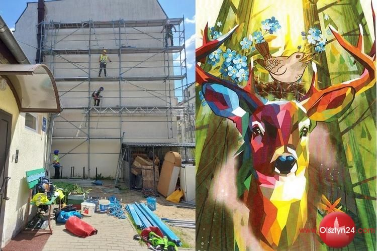 Mural powstaje na podwórku przy ul. Mazurskiej w ramach inicjatywy zgłoszonej do OBO