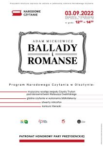 Narodowe Czytanie 2022 w sobotę w Olsztynie