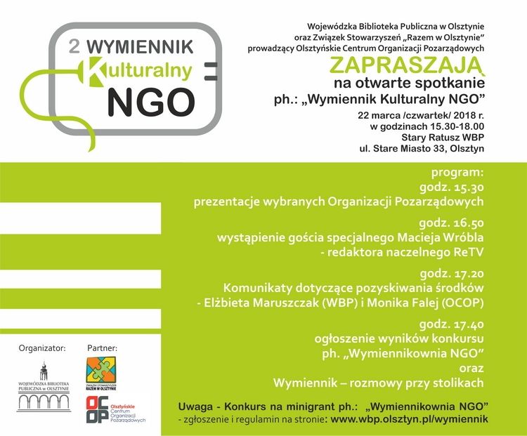 Drugi Wymiennik Kulturalny NGO już w czwartek