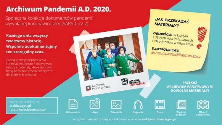 Archiwum Pandemii A.D. 2020 powstaje w Archiwach Państwowych. Można dołożyć do niego swoją „cegiełkę” 