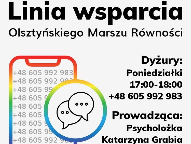 Linia Wsparcia Olsztyńskiego Marszu Równości ruszy w Dzień Zapobiegania Samobójstwom