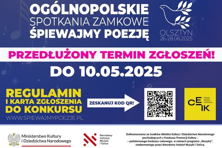 Termin zgłoszeń przedłużony. CEiIK zaprasza do udziału w konkursie Spotkań Zamkowych „Śpiewajmy Poezję”