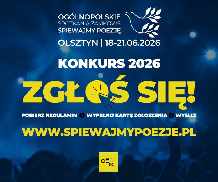 Śpiewasz poezję? Zgłoś się do konkursu 52. Ogólnopolskich Spotkań Zamkowych „Śpiewajmy Poezję” w Olsztynie!