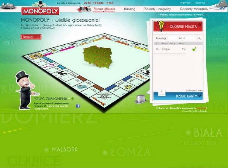 Głosuj na nasze miasta w grze Monopoly