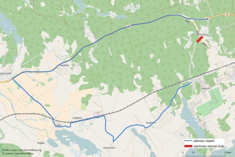 Droga powiatowa w Kudypach będzie zamknięta. Przez rok.