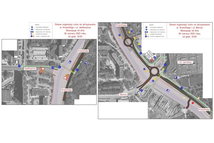 Zmiana organizacji ruchu na skrzyżowaniu Krasickiego z Barcza oraz z Wańkowicza