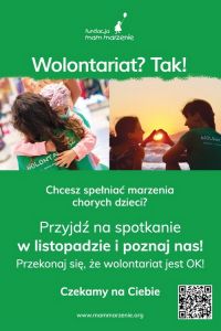 Fundacja Mam Marzenie zaprasza kandydatów na wolontariuszy na spotkanie w Olsztynie