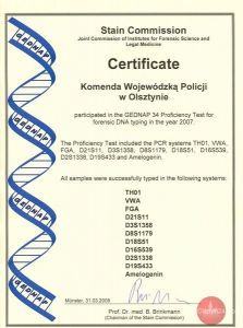 Certyfikat GEDNAP dla policyjnego laboratorium